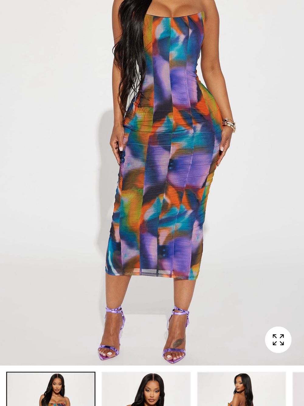Fashion Nova Orange Combo Mesh Corset Midi Dress